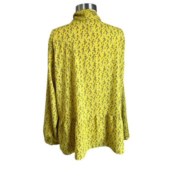 Loft Floral Peplum Bow Blouse Saffron Yellow Careerwear Plus Size 18 - Picture 3 of 8